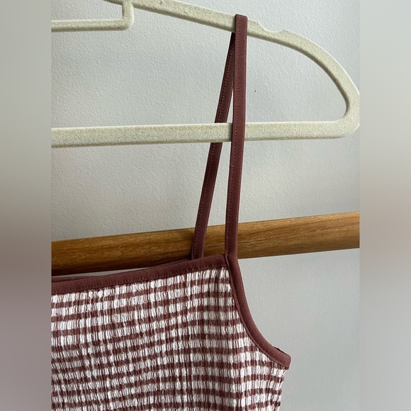 Aritzia Wilfred Jazz Mini Dress in Brown Gingham | size small - Picture 5 of 6